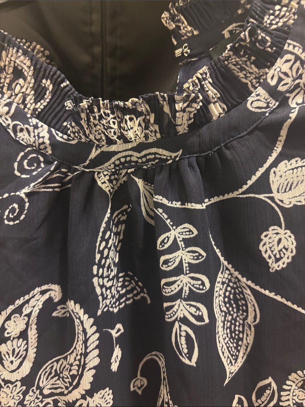 LOFT Black and White Paisley Flutter-Sleeve Top - Picture 2 of 2